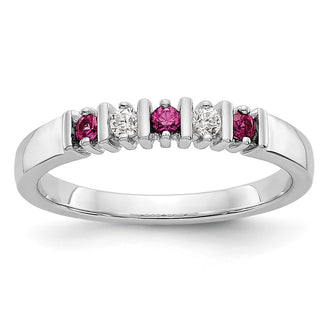Shop Stylish 14K White Gold Diamond & Ruby Full Band Ring - 1/15 Carat