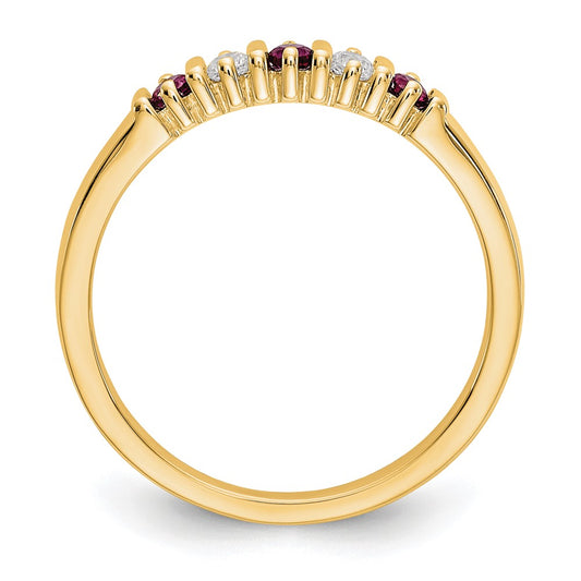 Exclusive 14K Gold Diamond & Ruby Full Band Ring - 1/15 Carat Value