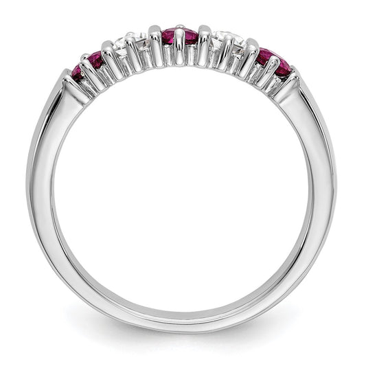 Buy Exclusive 14K White Gold Diamond & Ruby Full Band Ring, 1/5 Carat Luxury