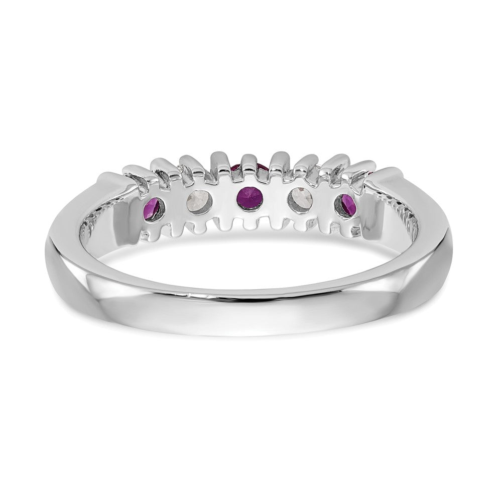 Exclusive 14K White Gold Ruby Band Ring with 1/5 Carat Diamonds - Stylish Value