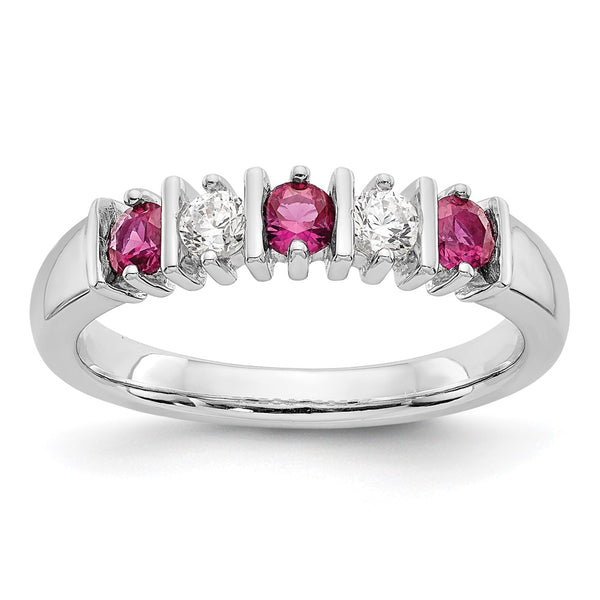 Buy Exclusive 14K White Gold Diamond & Ruby Full Band Ring, 1/5 Carat Luxury