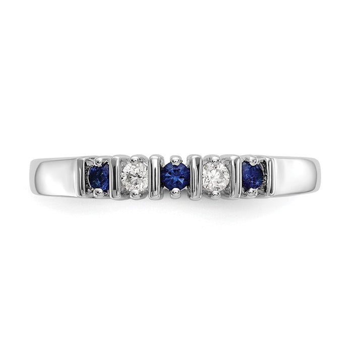 Exclusive 14K White Gold Diamond & Blue Sapphire Band, 1/15 Carat - Stylish Value!-4