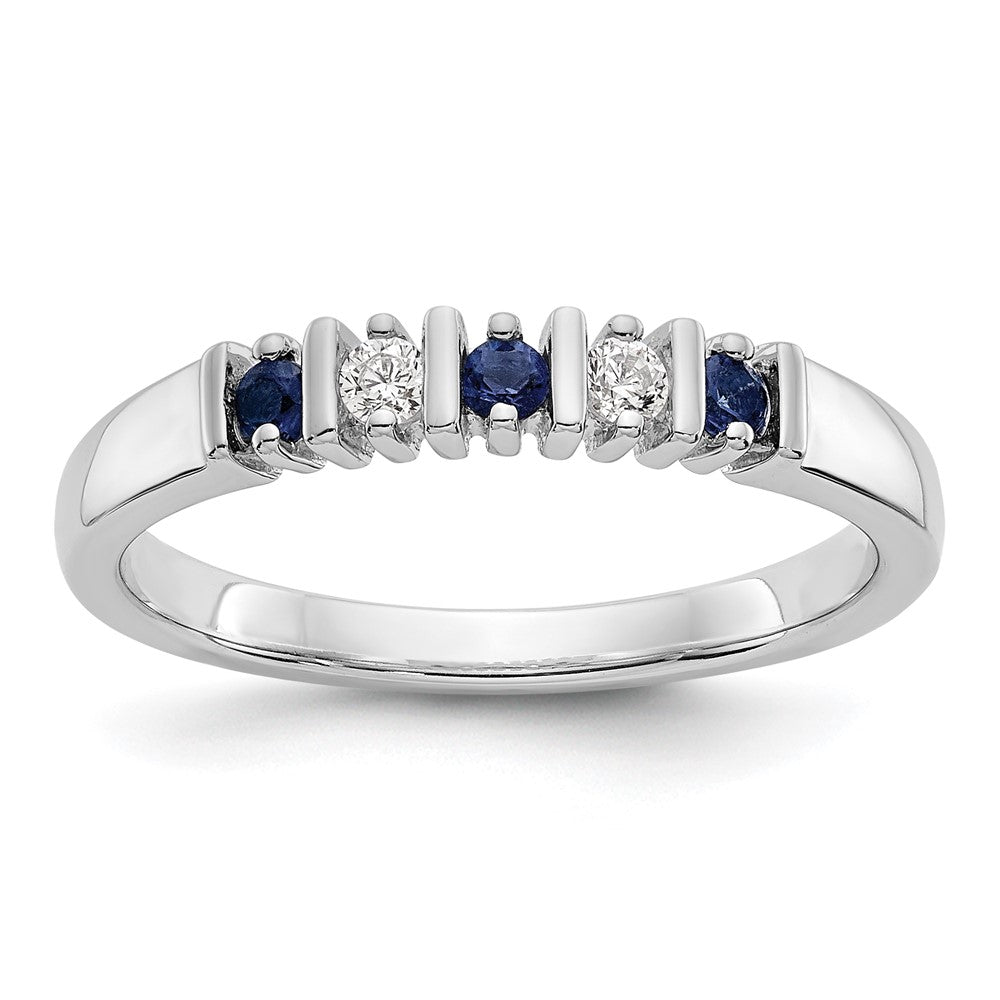 Exclusive 14K White Gold Diamond & Blue Sapphire Band, 1/15 Carat - Stylish Value!