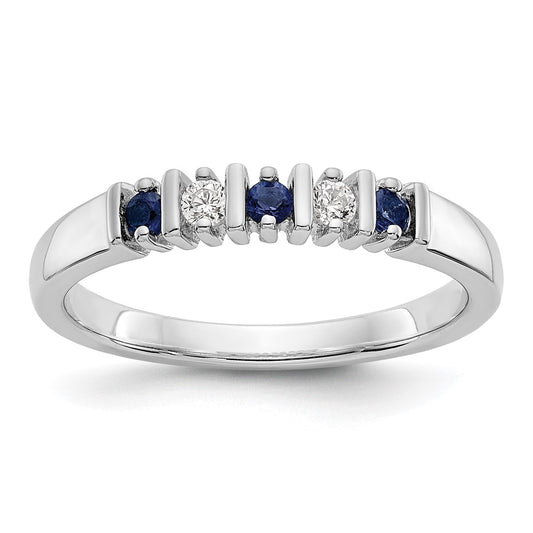 Exclusive 14K White Gold Diamond & Blue Sapphire Band, 1/15 Carat - Stylish Value!