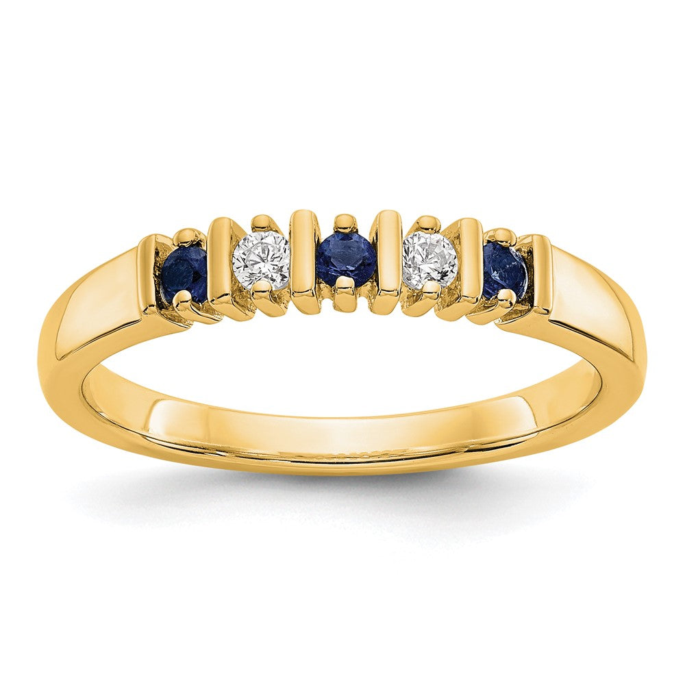 Shop Exclusive 14K Gold Diamond & Blue Sapphire Eternity Band - 1/15 Ct Value