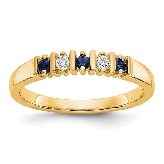 Shop Exclusive 14K Gold Diamond & Blue Sapphire Eternity Band - 1/15 Ct Value