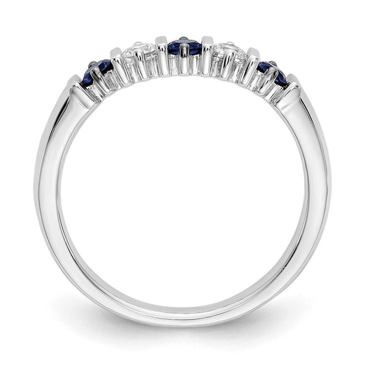 Exclusive 14K White Gold Diamond & Blue Sapphire Eternity Band - 1/5 Carat Value