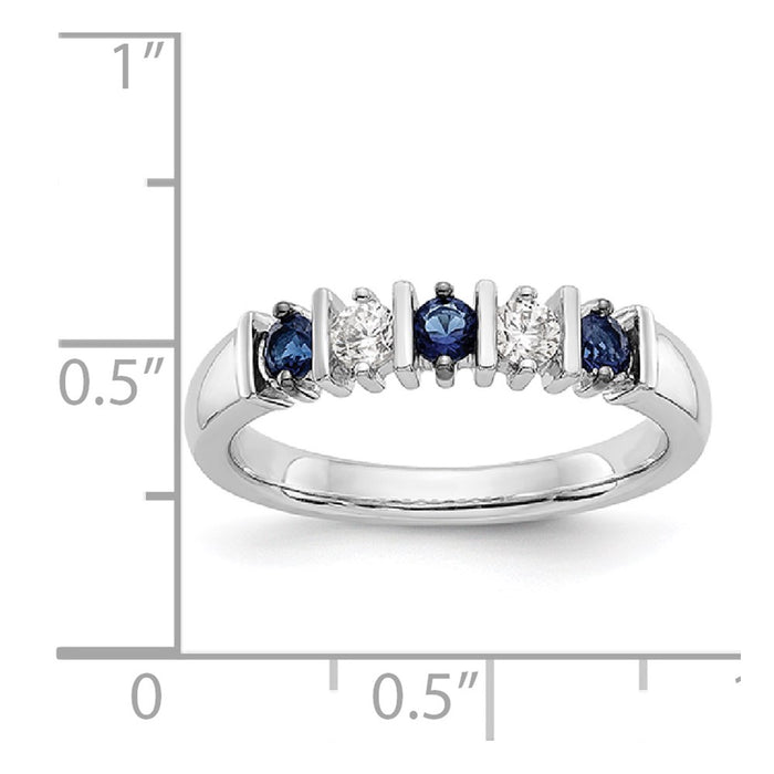 Buy Stylish 14K White Gold Eternity Band with 1/5 Carat Diamonds & Sapphires-7