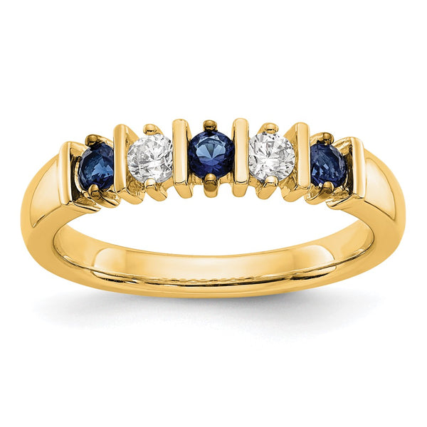 14K Yellow Gold Eternity Band with 1/5 Carat Diamond & Sapphire