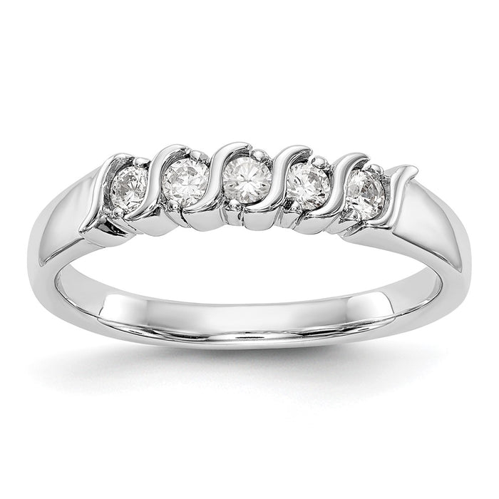 Buy Stylish 14K White Gold 5-Stone Diamond Band - 1/4 Carat Total Weight-1