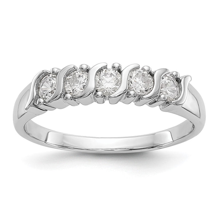 Exclusive 14K White Gold 5-Stone Round Diamond Band - 1/2 Carat Luxury-1
