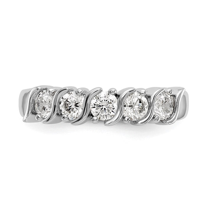 Buy Stylish 14K White Gold 5-Stone Diamond Band - 3/4 Carat Value-4