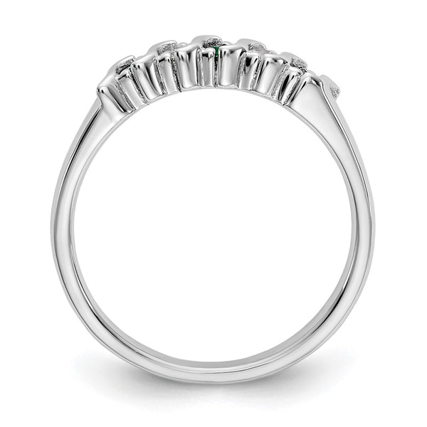14K White Gold Diamond & Emerald Eternity Band - 1/10 Carat