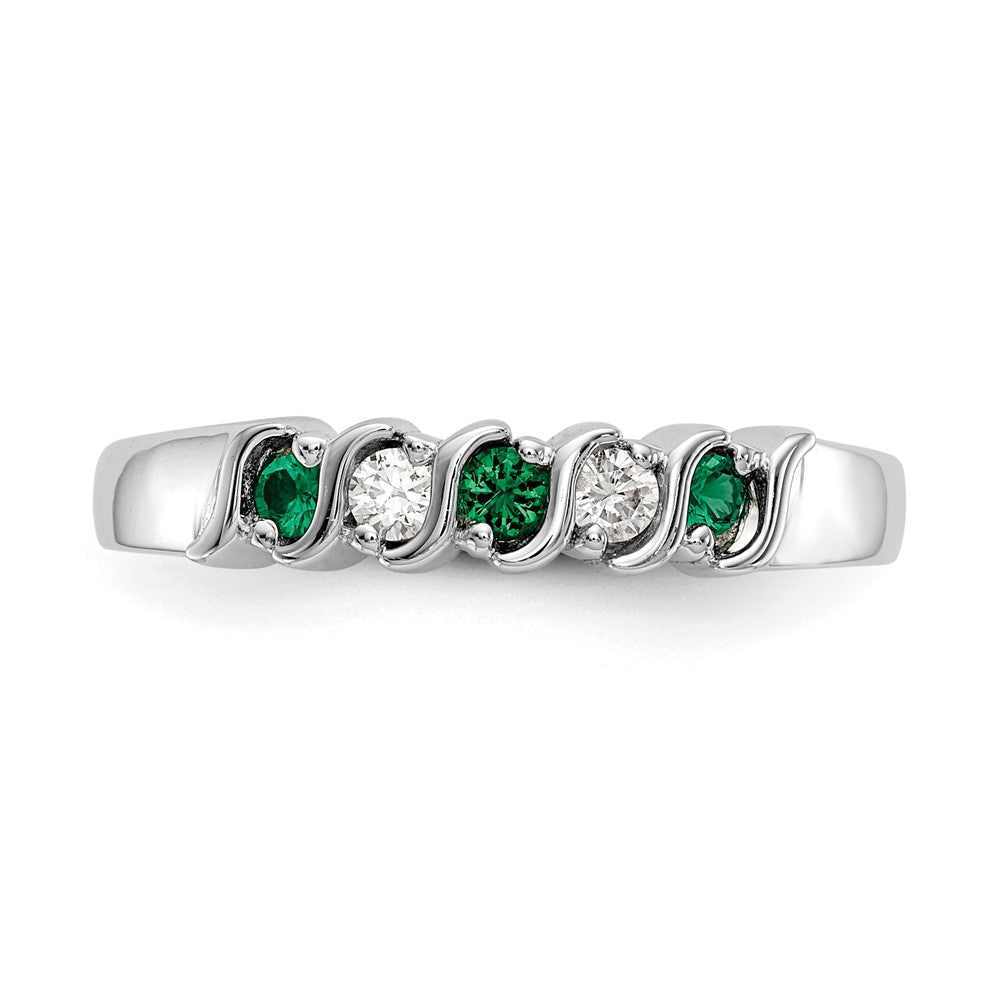 Shop Stylish 14K White Gold Diamond & Emerald Eternity Band - 1/10 Carat