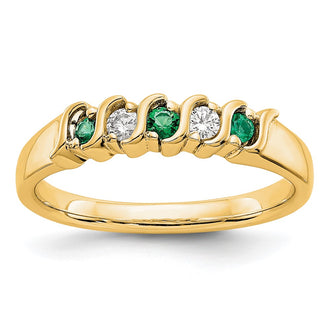 Shop Stylish 14K Yellow Gold Eternity Band with 1/10 Carat Diamond & Emerald