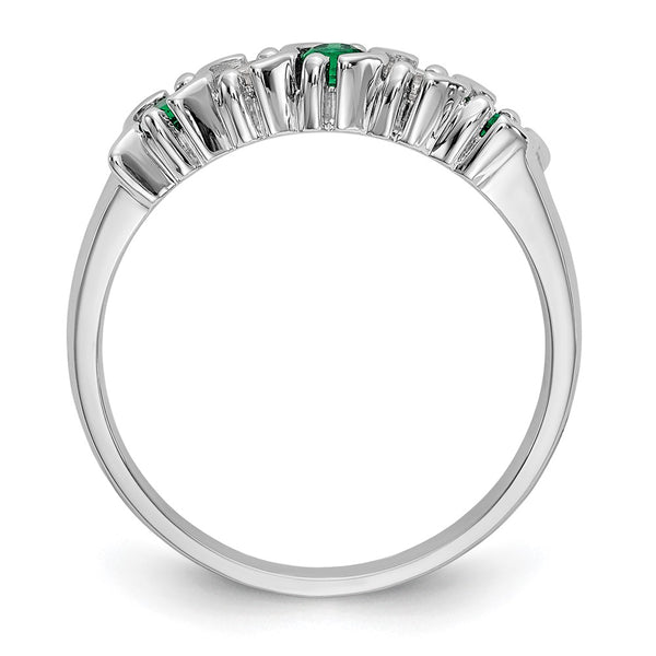 14K White Gold Diamond & Emerald Eternity Band - 1/5 Carat
