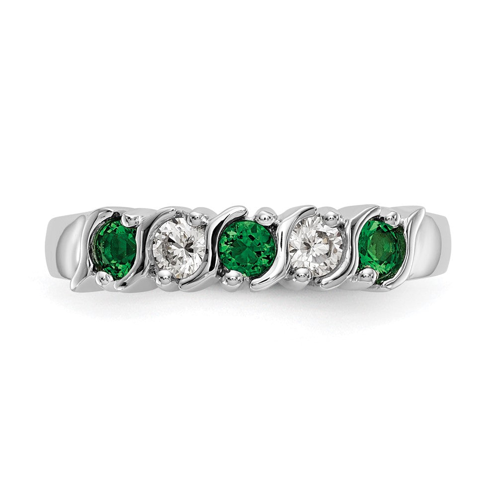 Exclusive 14K White Gold Diamond & Emerald Eternity Band | 1/5 Carat Value