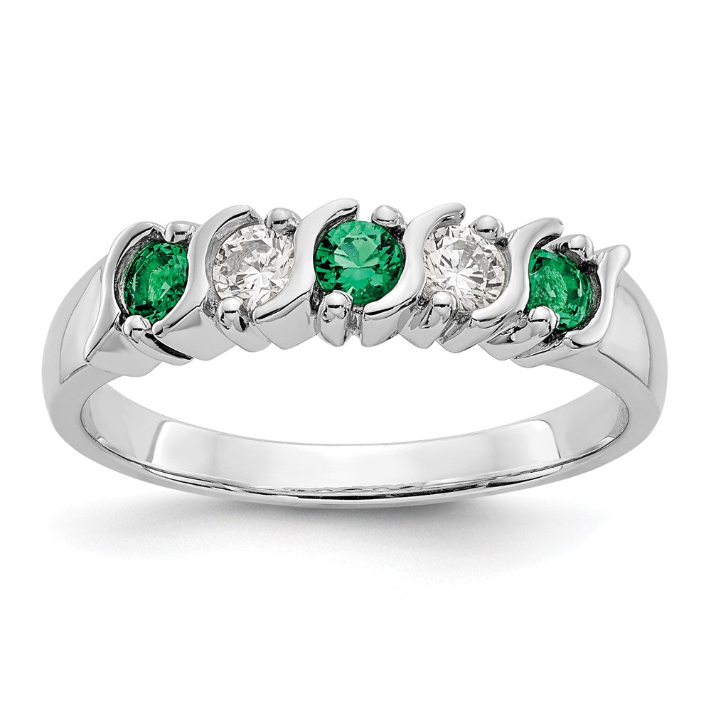 Exclusive 14K White Gold Diamond & Emerald Eternity Band | 1/5 Carat Value
