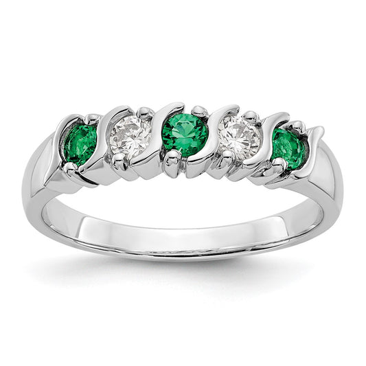 Exclusive 14K White Gold Diamond & Emerald Eternity Band | 1/5 Carat Value