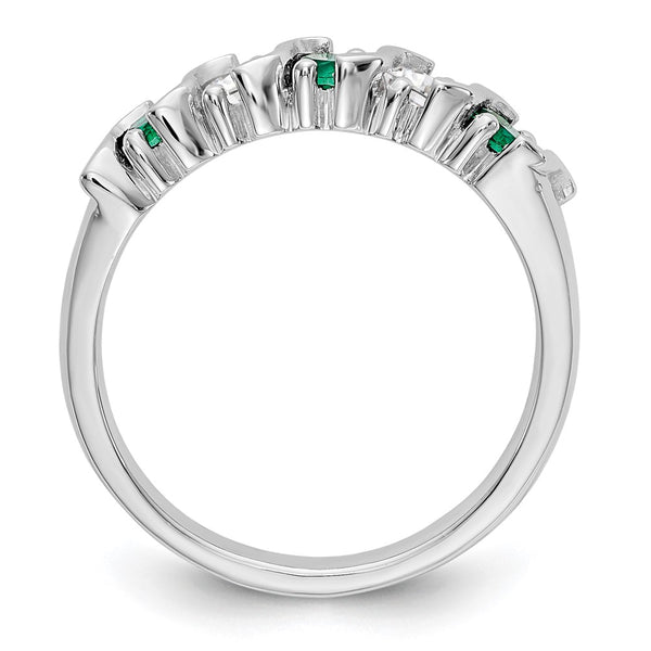 14K White Gold Eternity Band with 1/3 Carat Diamond & Emerald