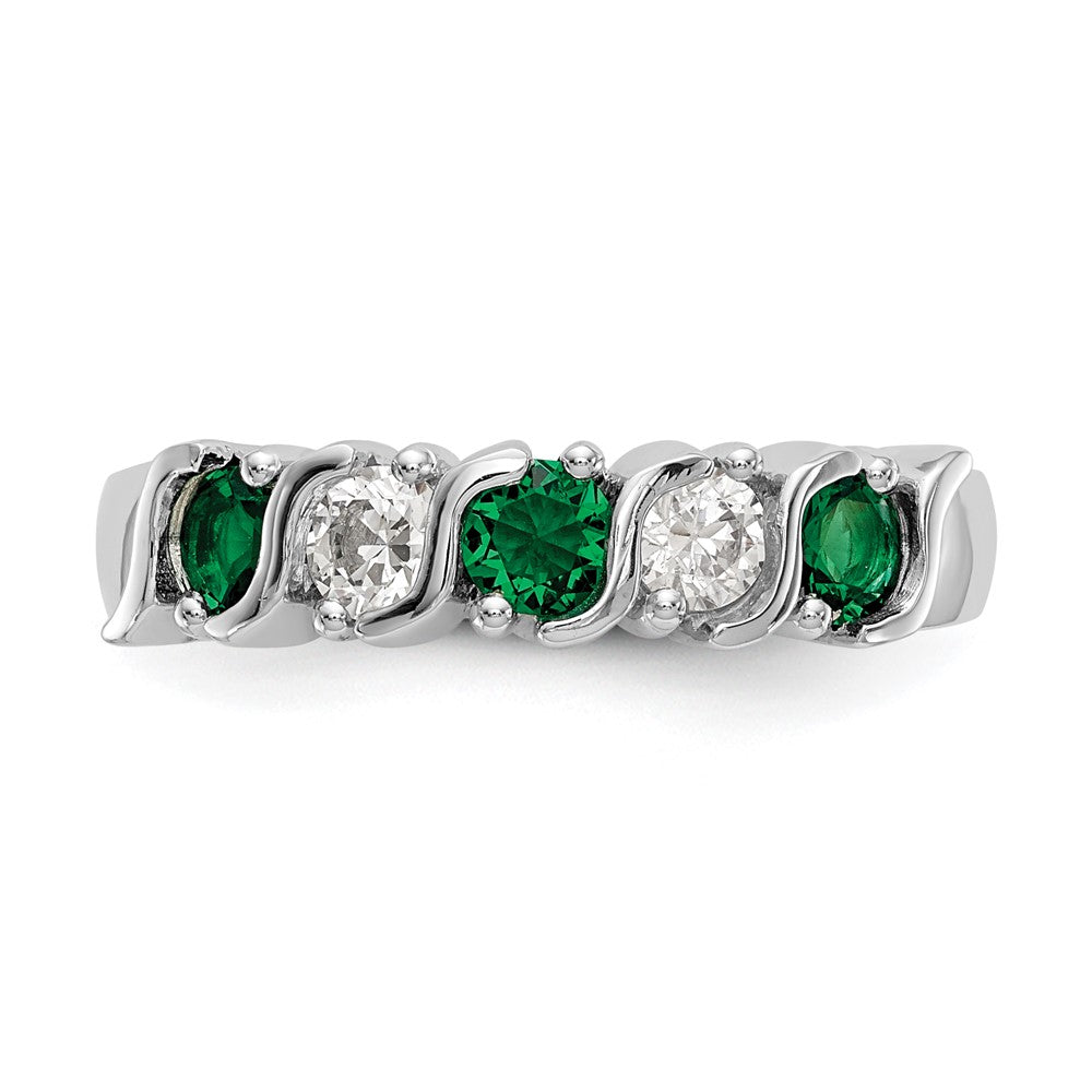 Shop Stylish 14K White Gold Eternity Band with 1/3 Carat Diamond & Emerald