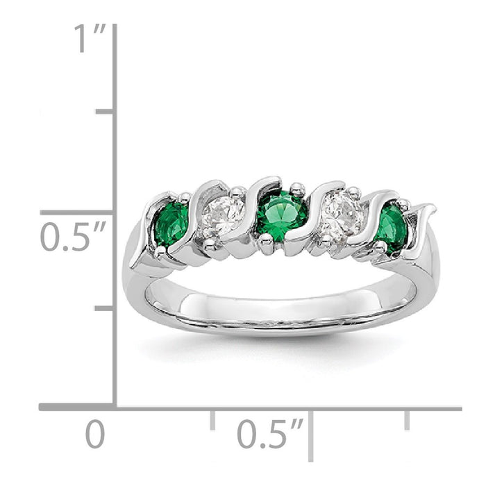 Shop Stylish 14K White Gold Eternity Band with 1/3 Carat Diamond & Emerald-7