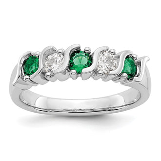 Shop Stylish 14K White Gold Eternity Band with 1/3 Carat Diamond & Emerald