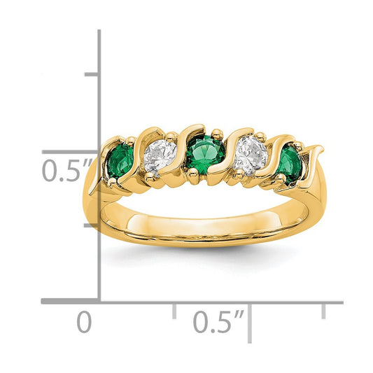 Shop 14K Yellow Gold Eternity Band with 1/3 Carat Diamonds & Emeralds - Stylish Luxury!