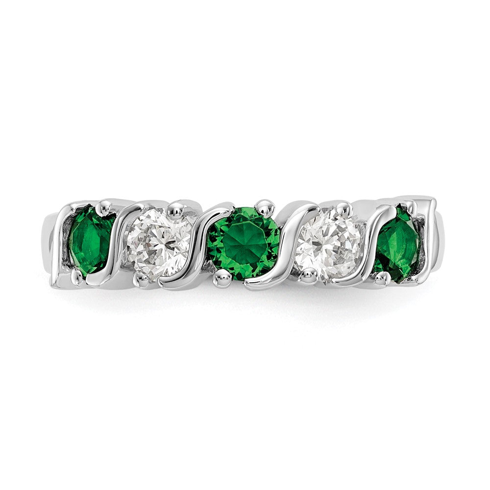 Exclusive 14K White Gold 3/8 Carat Diamond & Emerald Eternity Band - Stylish Value