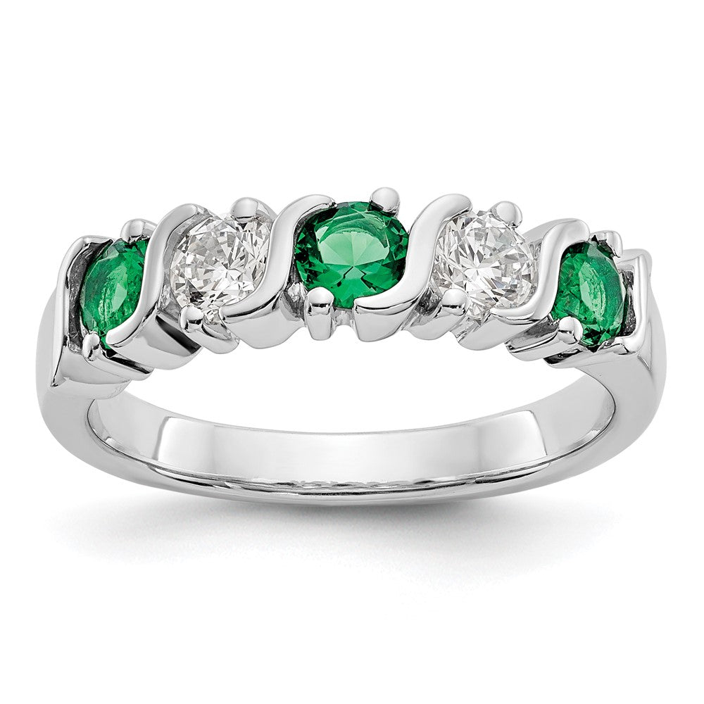 Exclusive 14K White Gold 3/8 Carat Diamond & Emerald Eternity Band - Stylish Value