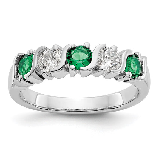 Exclusive 14K White Gold 3/8 Carat Diamond & Emerald Eternity Band - Stylish Value