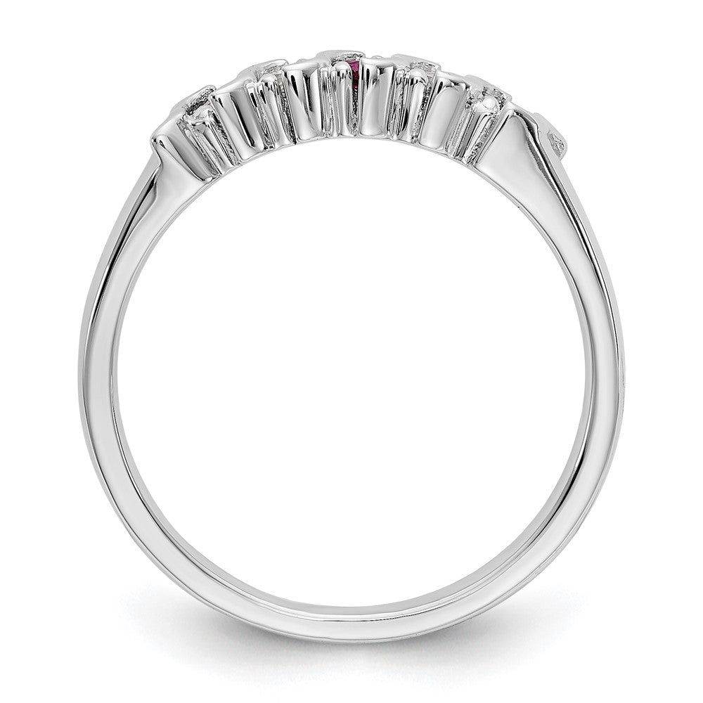 Buy Stylish 14K White Gold Diamond & Ruby Full Band Ring - 1/10 Carat Diamonds