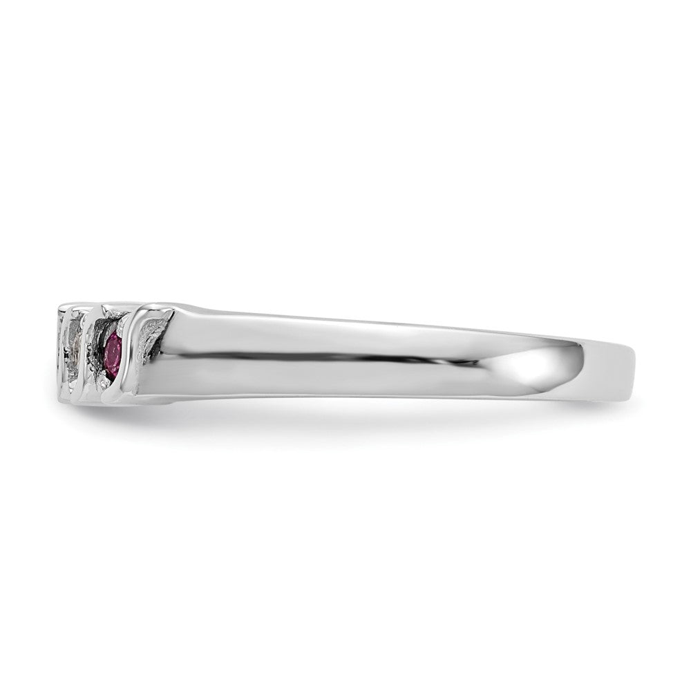 Buy Stylish 14K White Gold Diamond & Ruby Full Band Ring - 1/10 Carat Diamonds