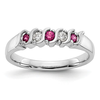 Buy Stylish 14K White Gold Diamond & Ruby Full Band Ring - 1/10 Carat Diamonds