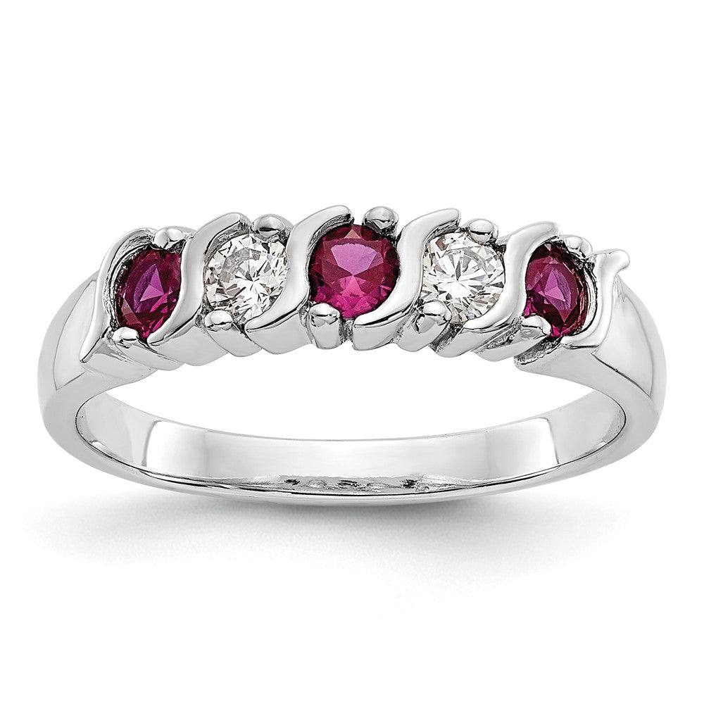 Exclusive 14K White Gold Eternity Band with 1/5 Carat Diamond & Ruby - Stylish Value