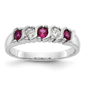 Exclusive 14K White Gold Eternity Band with 1/5 Carat Diamond & Ruby - Stylish Value