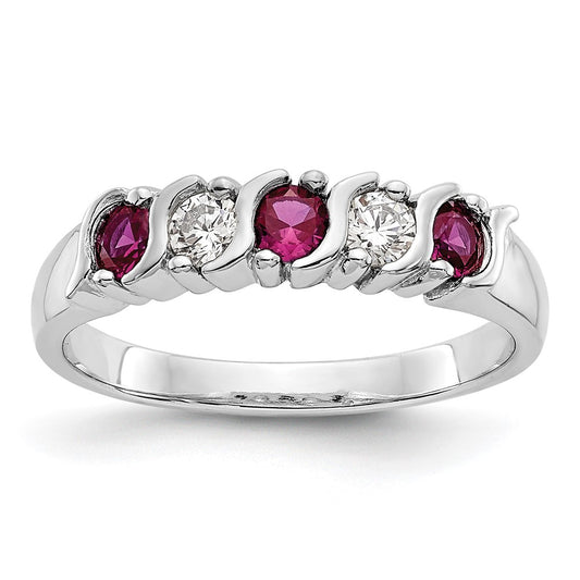 Exclusive 14K White Gold Eternity Band with 1/5 Carat Diamond & Ruby - Stylish Value