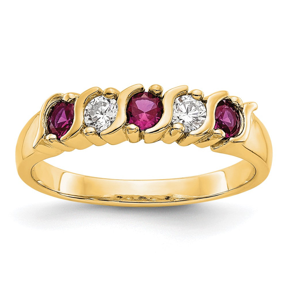 Shop Exclusive 14K Gold Eternity Band with 1/5 Carat Diamonds & Rubies - Stylish Value