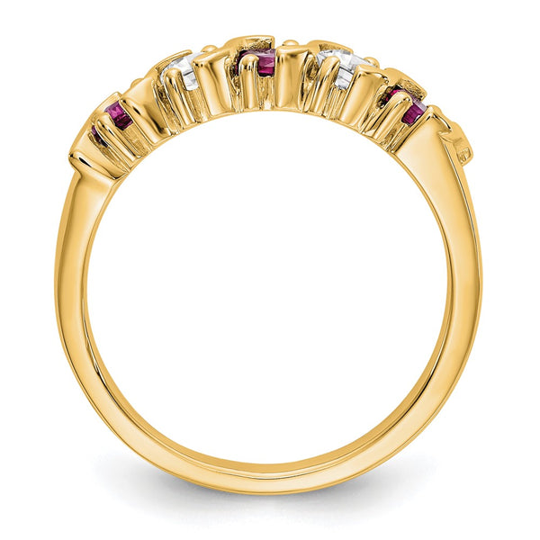 14K Yellow Gold Eternity Band with 1/3 Carat Diamonds & Rubies