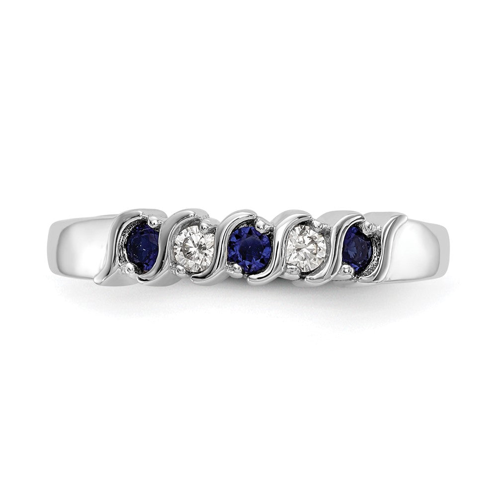 Buy 14K White Gold Diamond & Blue Sapphire Eternity Band - Stylish 1/10 Carat