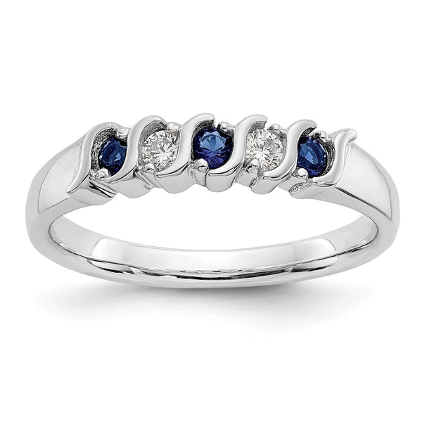 14K White Gold Diamond & Blue Sapphire Eternity Band - 1/10 Carat - Style GR1-1019709