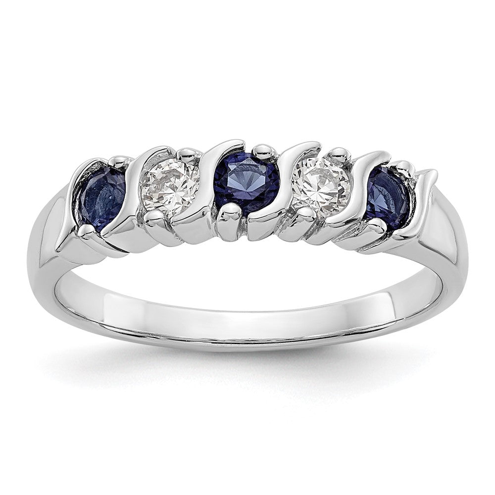 Buy Stylish 14K White Gold Eternity Band with 1/5 Carat Diamonds & Sapphires