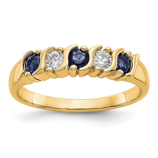 High-Quality 14K Gold Eternity Band with 1/5 Carat Diamonds & Sapphires
