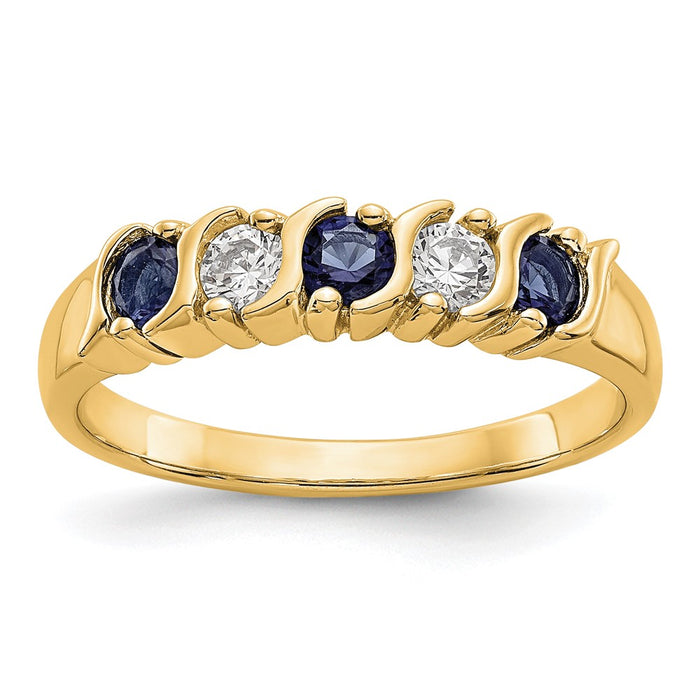 High-Quality 14K Gold Eternity Band with 1/5 Carat Diamonds & Sapphires-1