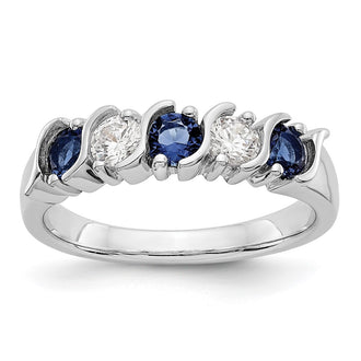Buy Exclusive 14K White Gold Eternity Band with 1/3 Carat Diamond & Sapphire