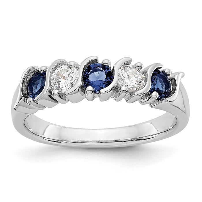 Buy Exclusive 14K White Gold Eternity Band with 1/3 Carat Diamond & Sapphire-1