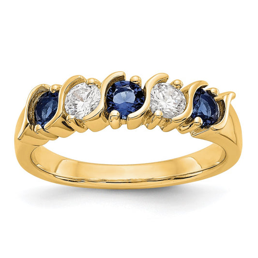 High-Quality 14K Gold Eternity Band | 1/3 Carat Diamond & Blue Sapphire Value