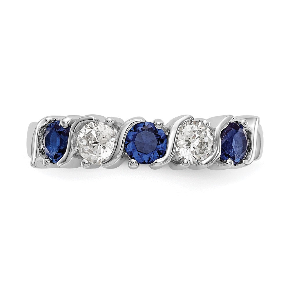 Exclusive 14K White Gold Eternity Band - 3/8 Carat Diamond & Blue Sapphire Value
