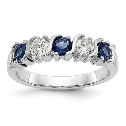 Exclusive 14K White Gold Eternity Band - 3/8 Carat Diamond & Blue Sapphire Value
