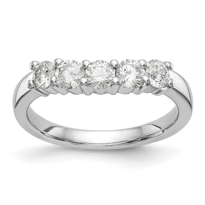 Exclusive 14K White Gold 5-Stone Round Diamond Band - 3/4 Carat Luxury-1